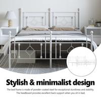 Bedframe met hoofd- en voeteneinde metaal wit 193x203 cm - thumbnail