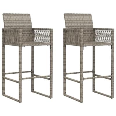 Tuinbarkrukken 2 st poly rattan grijs - thumbnail