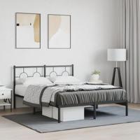 Bedframe met hoofdbord metaal zwart 135x190 cm - thumbnail