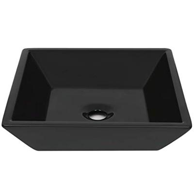 VidaXL Wastafel vierkant 41,5x41,5x12 cm keramiek zwart VidaXL Wastafel vierkant 41,5x41,5x12 cm keramiek zwart