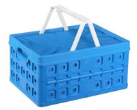 Sunware Square vouwkrat 32 Liter met handgreep + koeltas blauw/wit - thumbnail