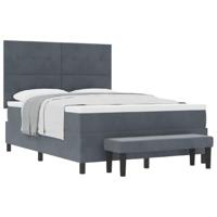 Boxspring Bed met Matras & Bank Donkergrijs 160x200 cm Fluweel - thumbnail