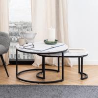 Bendt Salontafel 'Flemming' Set van 2 stuks, Marmerlook, kleur Wit - thumbnail
