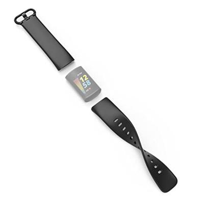 Hama Fitbit horlogeband 22 mm (verstelbare reservearmband voor smartwatch Fitbit Charge 5, Fitbit armband om te vervangen, wisselarmband van TPU, roestvrijstalen gesp) zwart