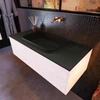 Badkamermeubelset Mondiaz Erin 100 cm met 1 Lade met RIDGE Wastafel Midden Urban Zonder Kraangaten Greeploos Mat Underlayment - thumbnail