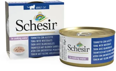 Schesir Kattenvoer in Natuurlijke Saus Tonijn, Witvis & Rijst 85 g