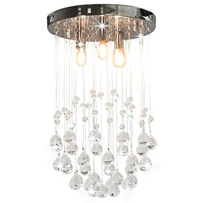 VidaXL Plafondlamp met kristallen kralen rond 3xg9 zilverkleurig