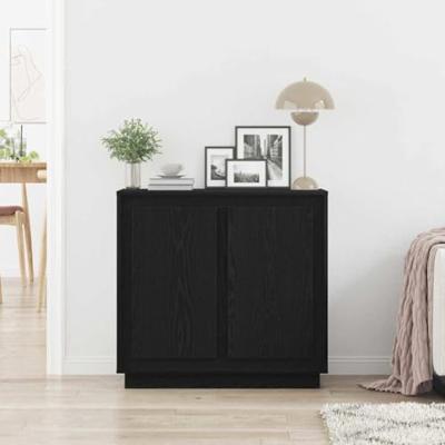 Dressoir Zwart Eiken 80 x 40 x 75 cm Bewerkt hout
