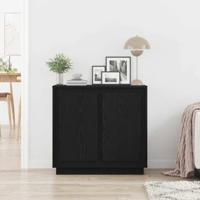 Dressoir Zwart Eiken 80 x 40 x 75 cm Bewerkt hout - thumbnail