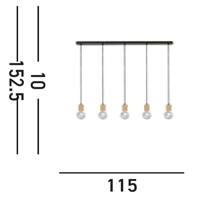Searchlight Houten plafondlampSpinny 5-lichts - 50212-5NA - thumbnail