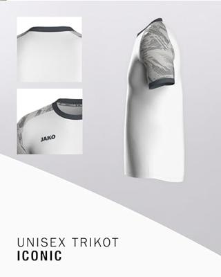 JAKO 4224 Shirt Iconic Km - Wit/Zachtgrijs/Antra Light - S