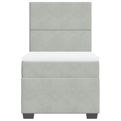 Boxspring met matras fluweel lichtgrijs 100x200 cm