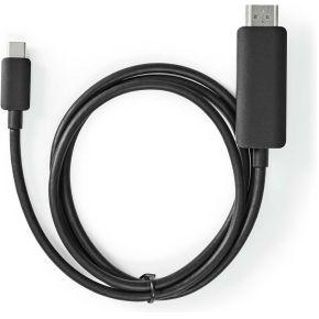 Nedis USB-C™ Adapter | USB 3.2 Gen 1 | USB-C™ Male | HDMI™ Connector | 4K@60Hz | 2.00 m | Rond | Vernikkeld | PVC | Zwart | Label - CCGL64655BK20