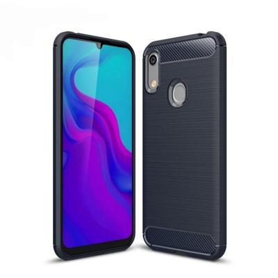 Geborsteld textuur Carbon Fiber schokbestendig TPU Case voor Huawei Honor 8A (marineblauw)