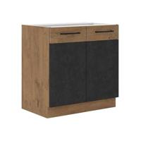 ROCK onderbouwmeubel - Melamine met lancelot eiken en matera grijs decor - 1 deur - L80 x H82 cm - thumbnail