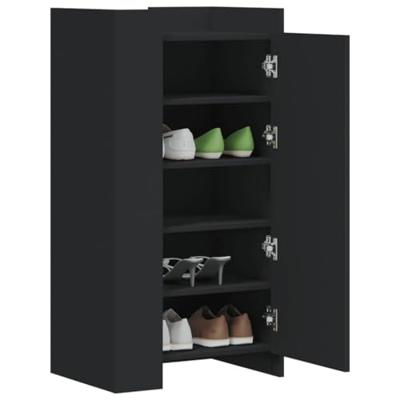 VidaXL Schoenenkast 52x37,5x100 cm bewerkt hout zwart VidaXL Schoenenkast 52x37,5x100 cm bewerkt hout zwart