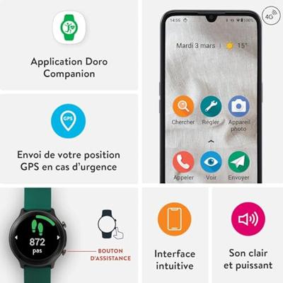 Doro 8100 4G Smartphone - 32GB (Inclusief Smartwatch - Roze)