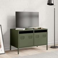 Tv-meubel 68x39x43,5 cm koudgewalst staal olijfgroen - thumbnail