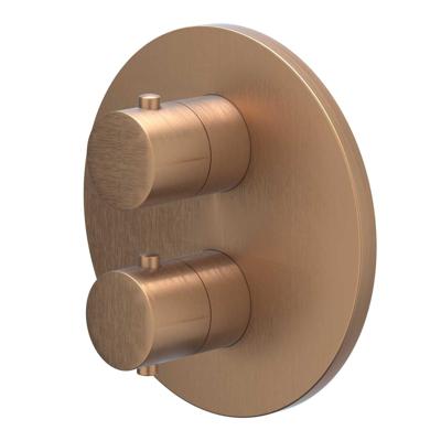 Afbouwdeel IVY Bond Inbouwthermostaat 1 Stopkraan Met Rond Rozet Geborsteld Mat Koper PVD IVY