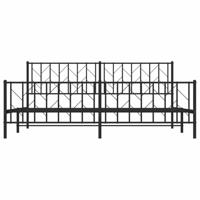 Bedframe met hoofd- en voeteneinde metaal zwart 193x203 cm - thumbnail