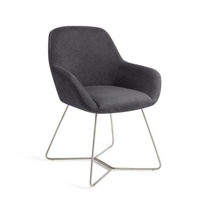 Jesper Home Eetkamerstoel 'Kushi' Beehive Steel, kleur Black-Out