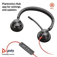POLY Blackwire 3320 Headset Bedraad Hoofdband Kantoor/callcenter USB Type-A Zwart, Rood - thumbnail