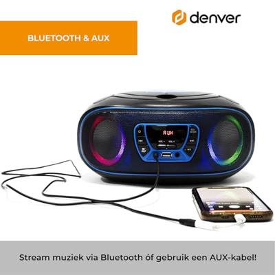 Denver TCL-212BT Radio/CD-speler VHF (FM) AUX, CD, USB, Bluetooth Sfeerverlichting Blauw - thumbnail