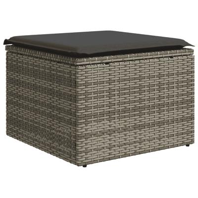 5-delige Loungeset met kussens poly rattan grijs - thumbnail