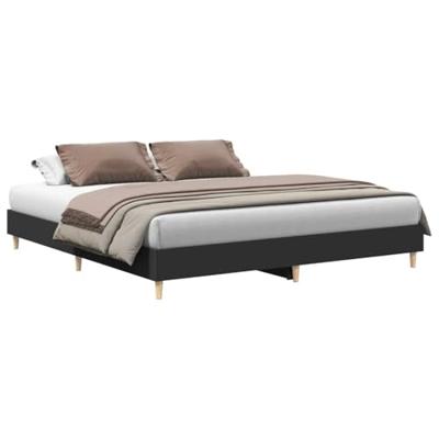 Bedframe matras zonder matras 200x200 cm spaanplaat zwart