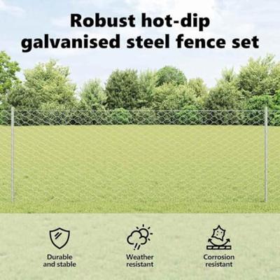 VidaXL Hek met paal zilver 0,8 x 50 m staal
