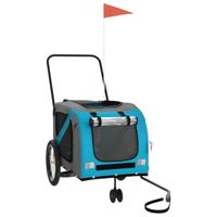 VidaXL Hondenfietstrailer oxford stof en ijzer blauw en grijs - thumbnail