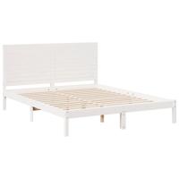 Bedframe extra lang zonder matras massief hout wit 160x210 cm - thumbnail
