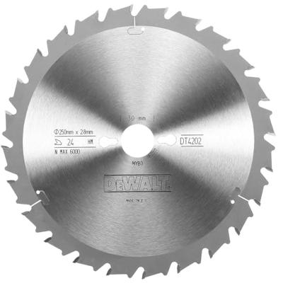 DeWalt Accessoires Cirkelzaagblad 250x30x24t, vlaktand- en spaanbegrensd, positief 10°, kerf 2,8mm - DT4202-QZ