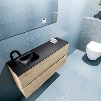 MONDIAZ ADA 100cm toiletmeubel washed oak. LEX wastafel urban links 1 kraangat