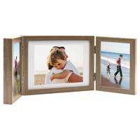 VidaXL Fotolijst drieluik 22x15 cm+2x(10x15 cm) lichtbruin - thumbnail