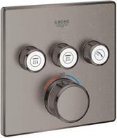 Grohe Inbouwkraan Grohtherm Smart Control Thermostaatkraan met 3-weg Omstelling Vierkant Hard Graphite Geborsteld - thumbnail