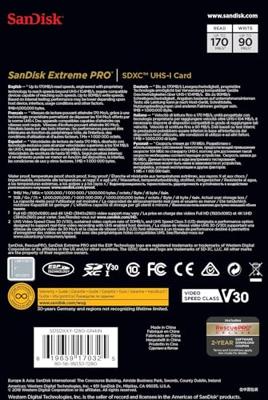 Sandisk SDXC geheugenkaart - 128GB - ExtremePro - U3
