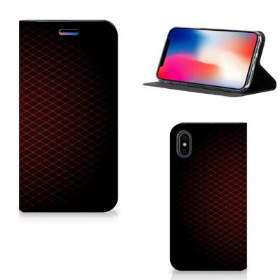 Apple iPhone X | Xs | Hoesje met Magneet | Geruit Rood