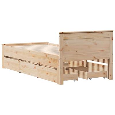 Bedframe zonder matras met hoofdbord grenenhout 90x190 cm