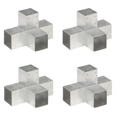Paalverbindingen 4 st X-vorm 91x91 mm gegalvaniseerd metaal