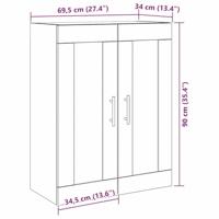 Wandkast Zwart eiken 69.5 x 34 x 90 cm Bewerkt hout - thumbnail
