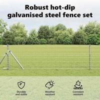 VidaXL Hek met paal zilver 0,8 x 25 m staal en pvc - thumbnail