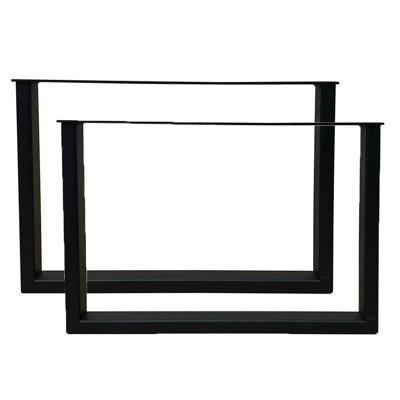 Set stalen U bankpoten / meubelpoten 54 bij 6 cm en hoogte 37,5 cm zwart (5 x 2,5 cm) - 2 stuks