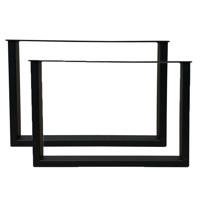 Set stalen U bankpoten / meubelpoten 54 bij 6 cm en hoogte 37,5 cm zwart (5 x 2,5 cm) - 2 stuks - thumbnail