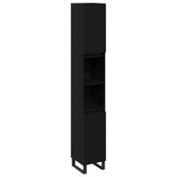 Badkamerkast 30x30x190 cm bewerkt hout zwart eikenkleurig - thumbnail