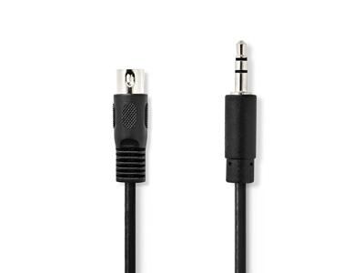 Nedis DIN-Audiokabel | DIN 5-Pins Male | 3,5 mm Male | Vernikkeld | 1.00 m | Rond | PVC | Zwart | Label - CAGL20100BK10