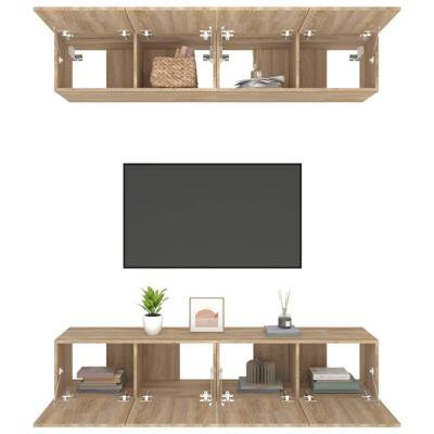 Tv-meubels 4 st 80x30x30 cm bewerkt hout sonoma eikenkleurig