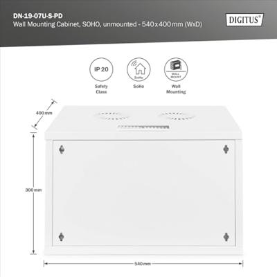 Digitus DN-19-07U-S-PD rack 7U Wandrek Grijs - thumbnail