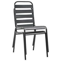 Tuinstoelen stapelbaar 2 st staal grijs - thumbnail