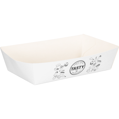 Bak | Karton + kleicoating | A13 | TASTY | snackbak | 130x77x35mm | wit | 400 stuks